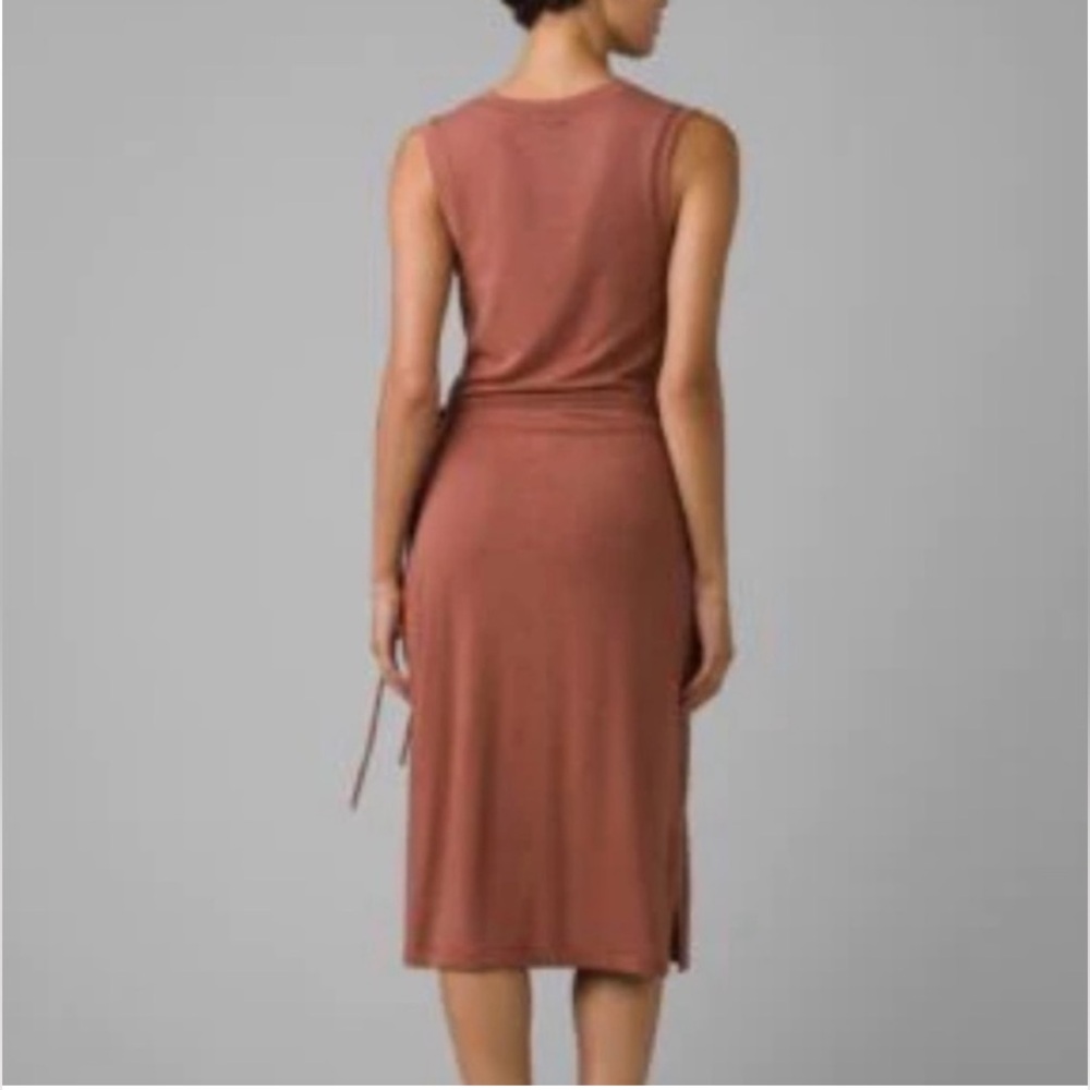 PRANA dress mock wrap Foundation terra stretchy cotton mix jersey M - Picture 2 of 12